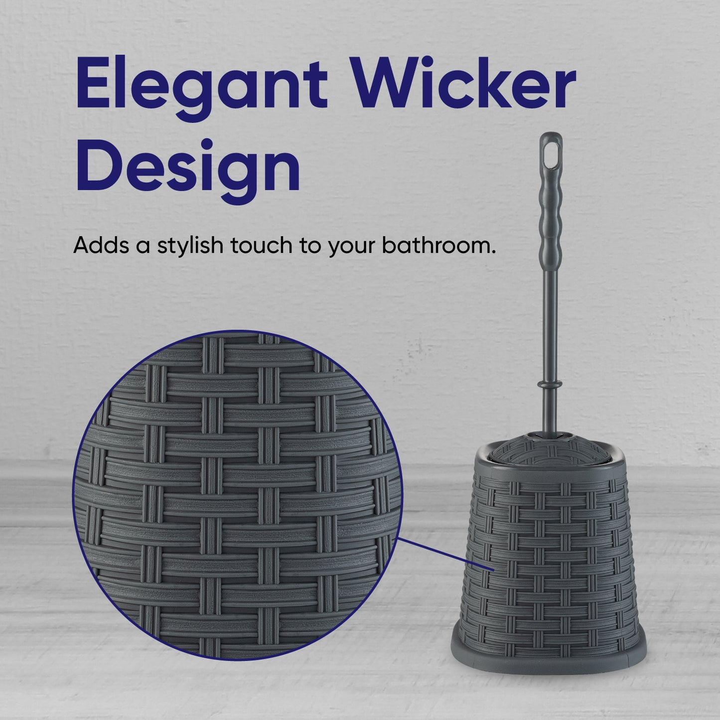 Toilet Bowl Brush, Wicker Style - Onyx Grey