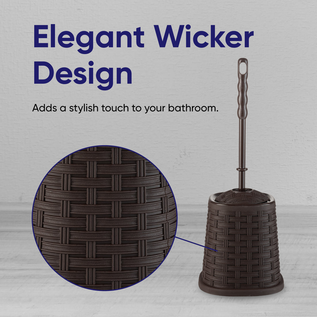 Toilet Bowl Brush, Wicker Style - Root Beer Brown