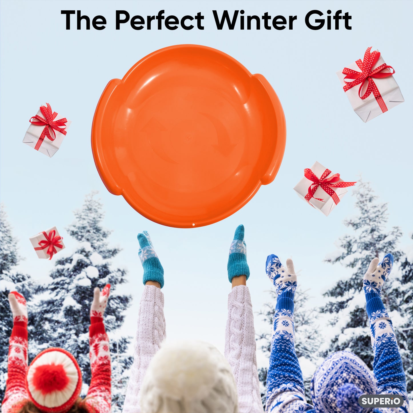 Superio Round Snow Saucer Sled, 24" Orange