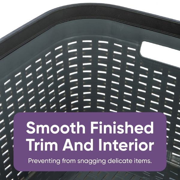 Wicker Style Laundry Basket with Cutout Handles, 50 Liter - Onyx Grey