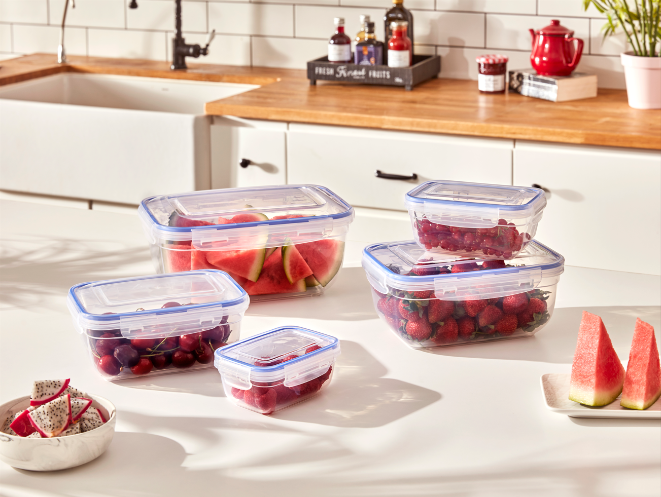 Superio Food Storage Containers, Airtight Leak-Proof Meal Prep Rectangular Containers, Set of 3 Multiple sizes.