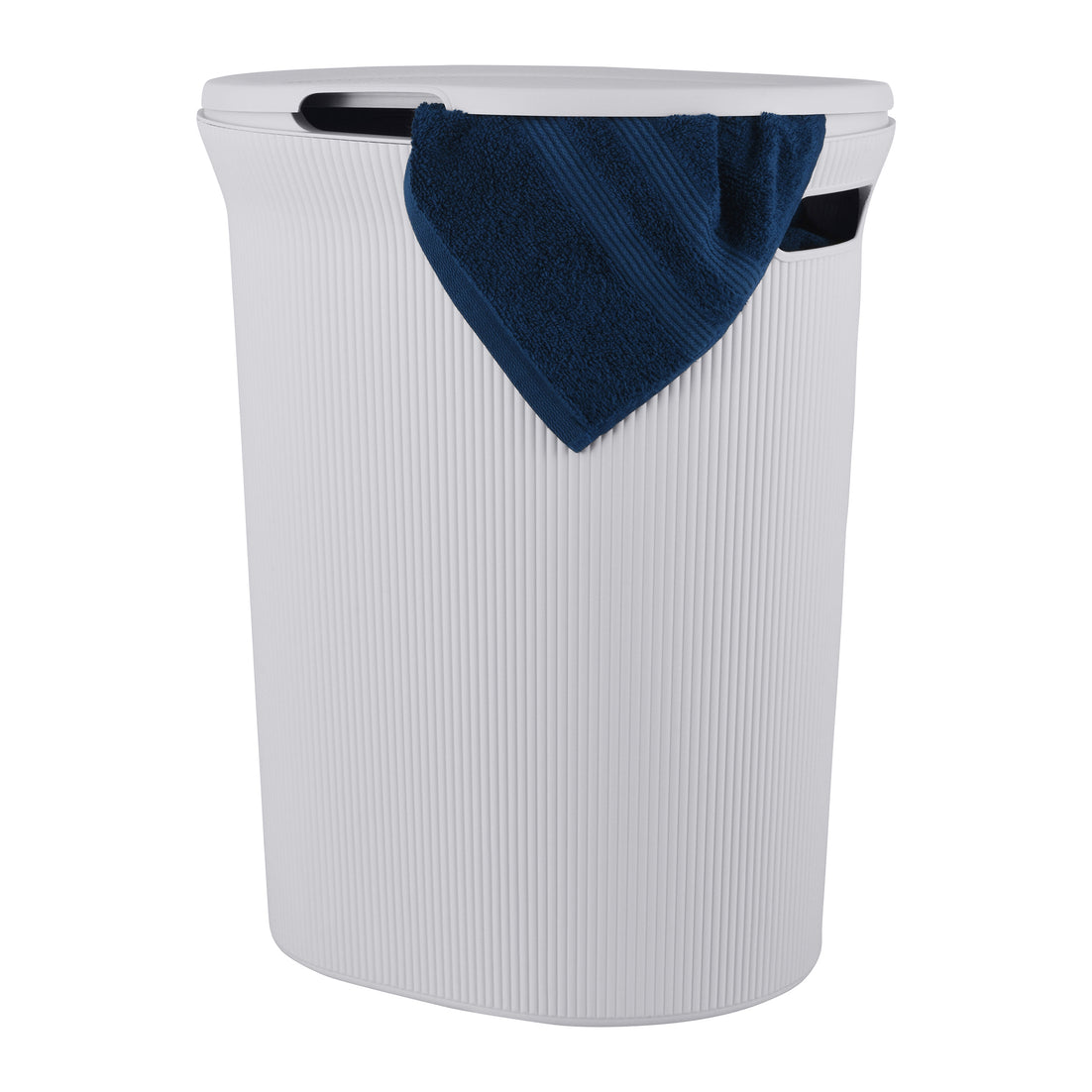 40 Liter Ribbed Laundry Hamper White Smoke
