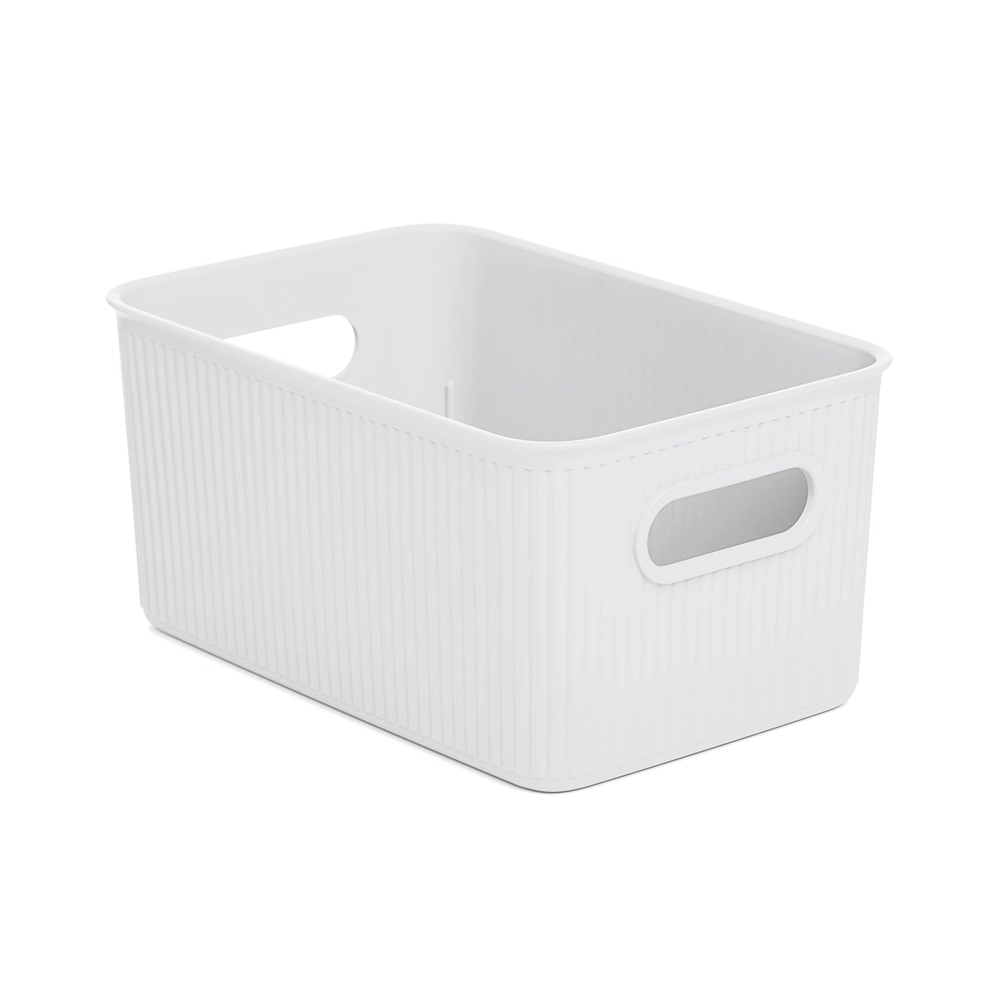 5 Liter Ribbed Storage Bin White Smoke