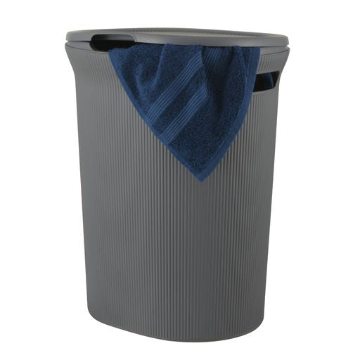 40 Liter Ribbed Laundry Hamper Grey