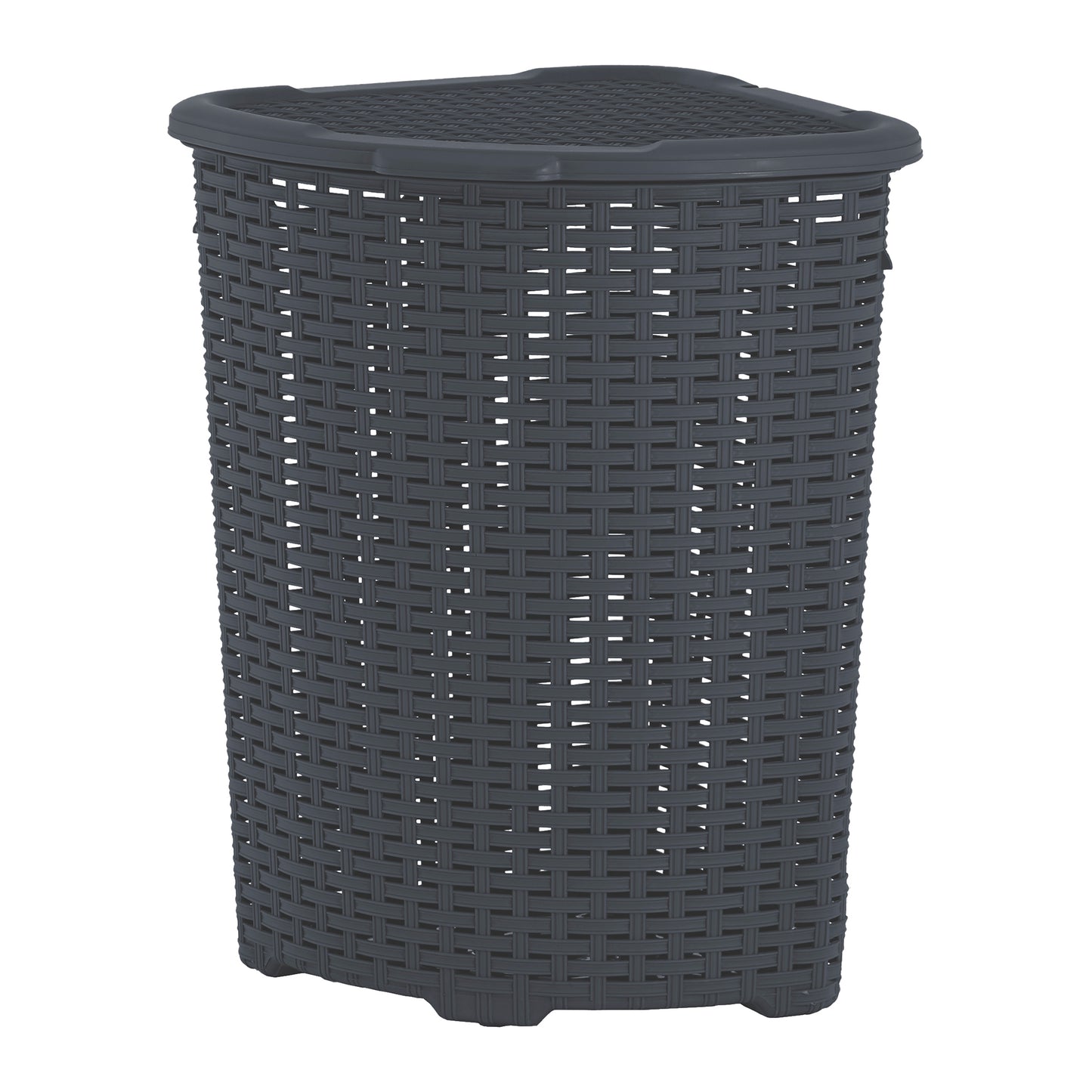 Wicker Style Corner Laundry Hamper, 50 Liter - Onyx Grey