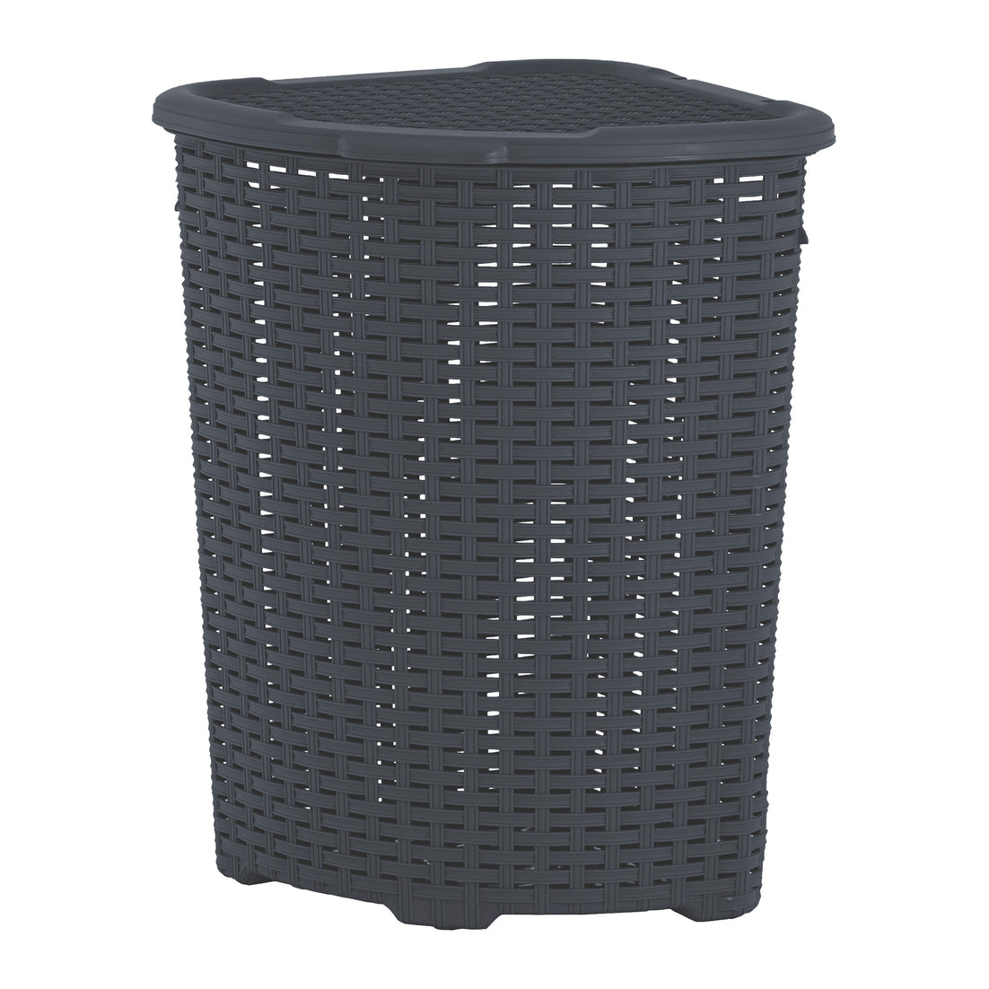 Wicker Style Corner Laundry Hamper, 50 Liter - Onyx Grey