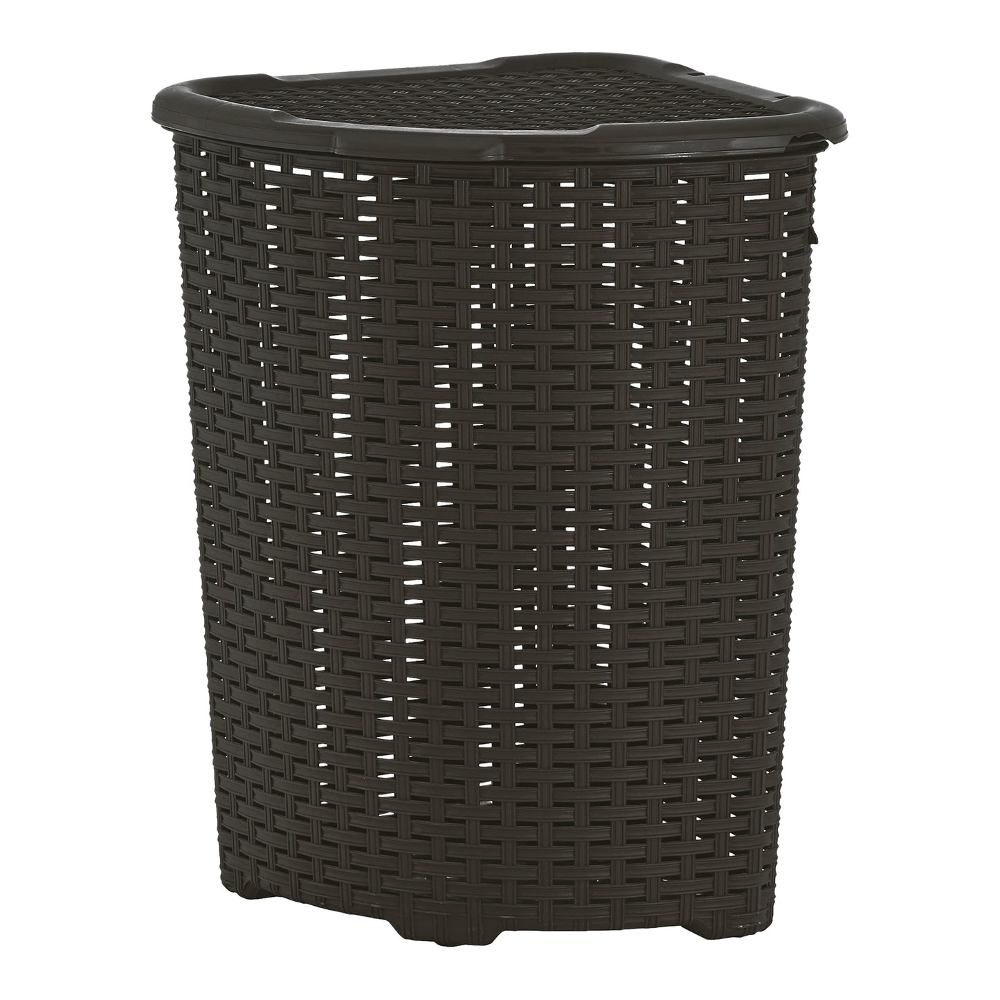 Wicker Style Corner Laundry Hamper, 50 Liter - Root Beer Brown