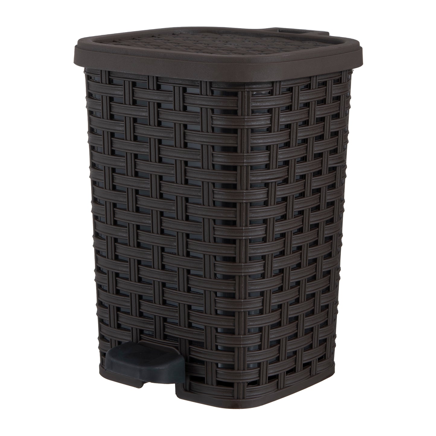 Step-On Trash Can, Wicker Style - New Brown 6 qt