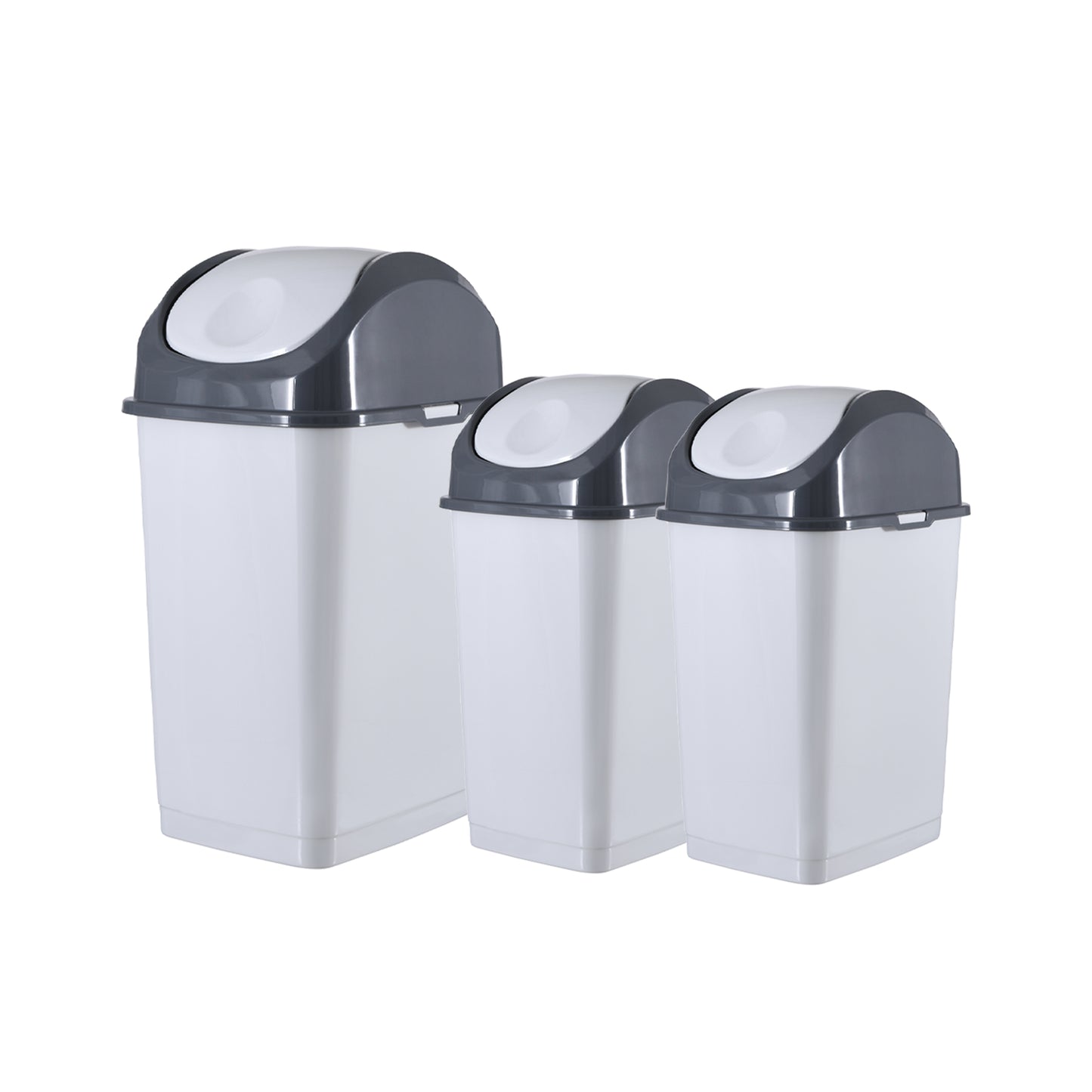 Swing Top Trash Can - White Smoke (3 Pack) 5 Qt, 10 Qt