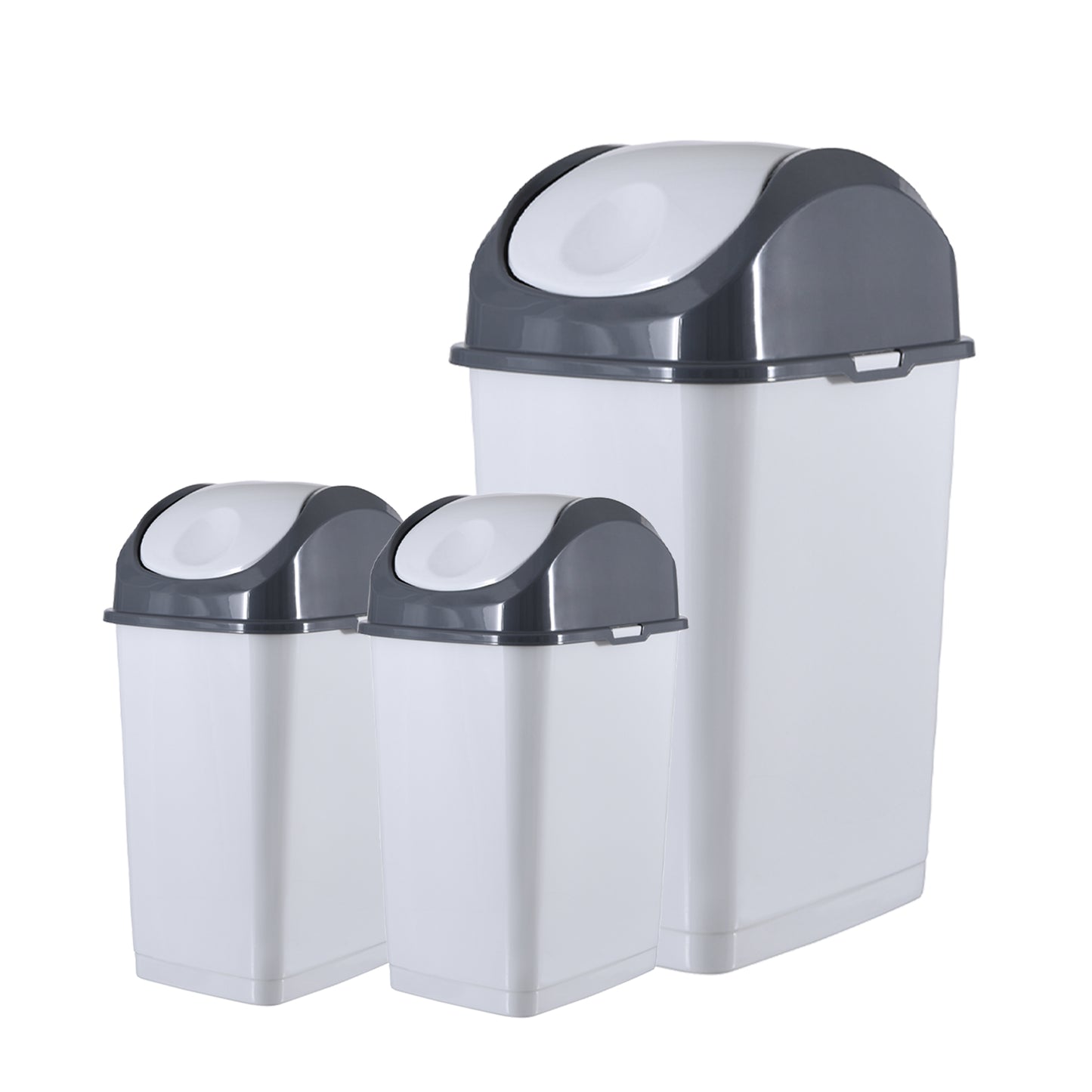 Swing Top Trash Can - White Smoke (3 Pack) 5 Qt, 18 Qt