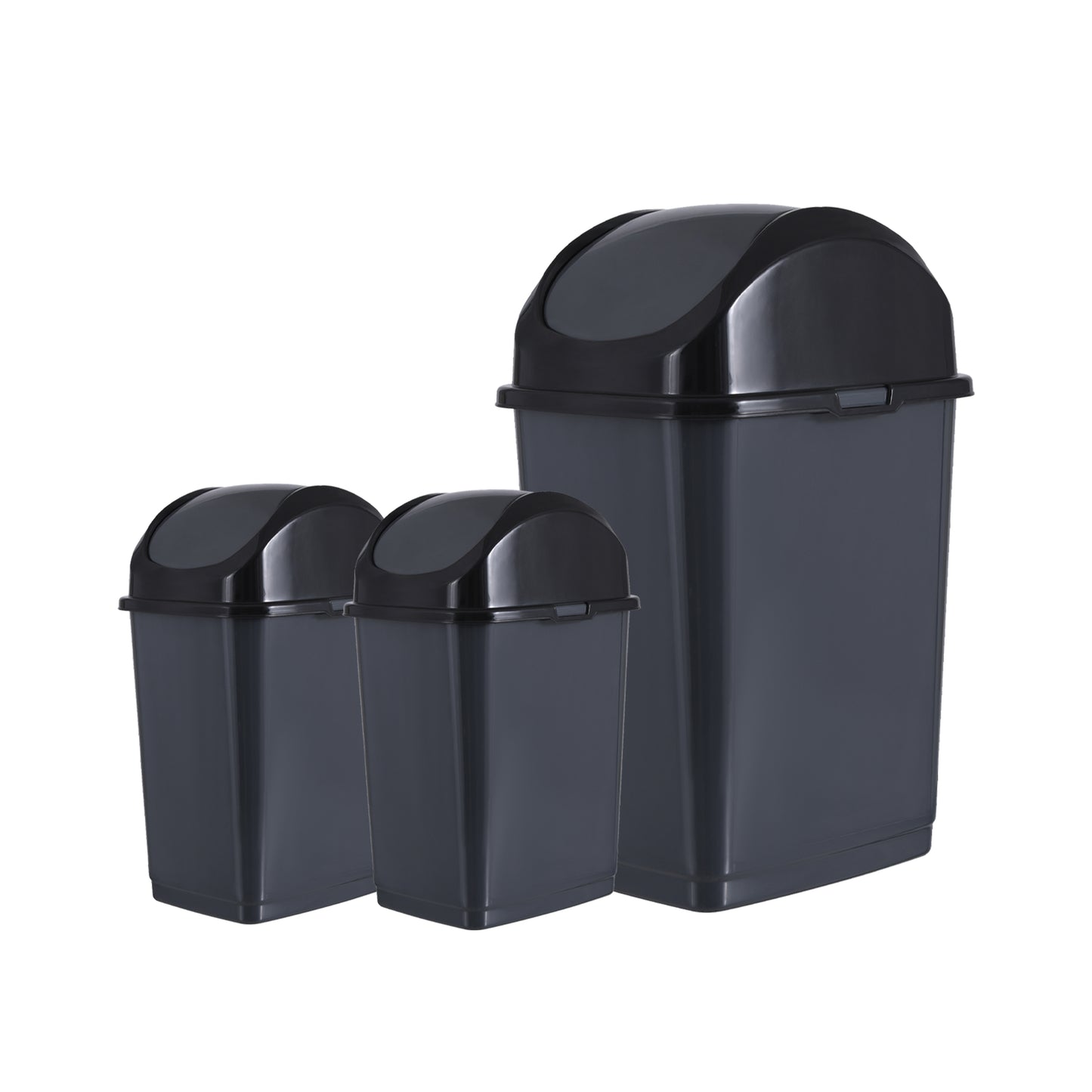 Swing Top Trash Can - Grey (3 Pack) 5 Qt, 18 Qt