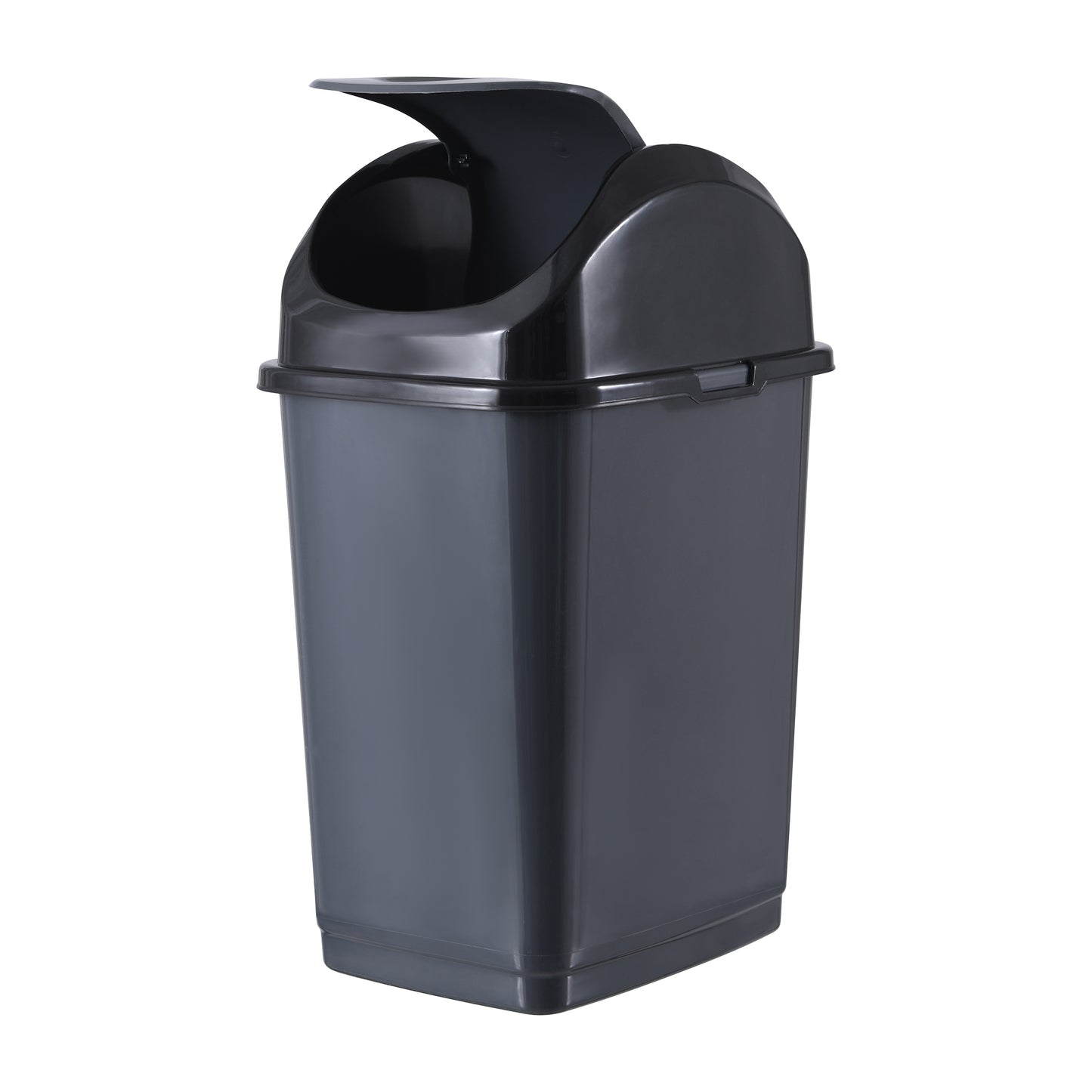 Swing Top Trash Can, 10 Qt - Grey/Black