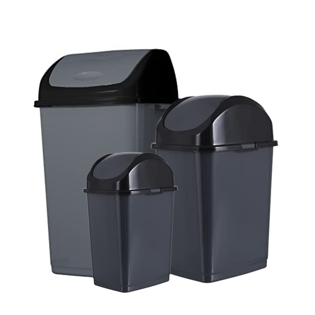 Swing Top Trash Can - Grey (3 Pack) 4.5 Gal, 9 Gal, 13 Gal