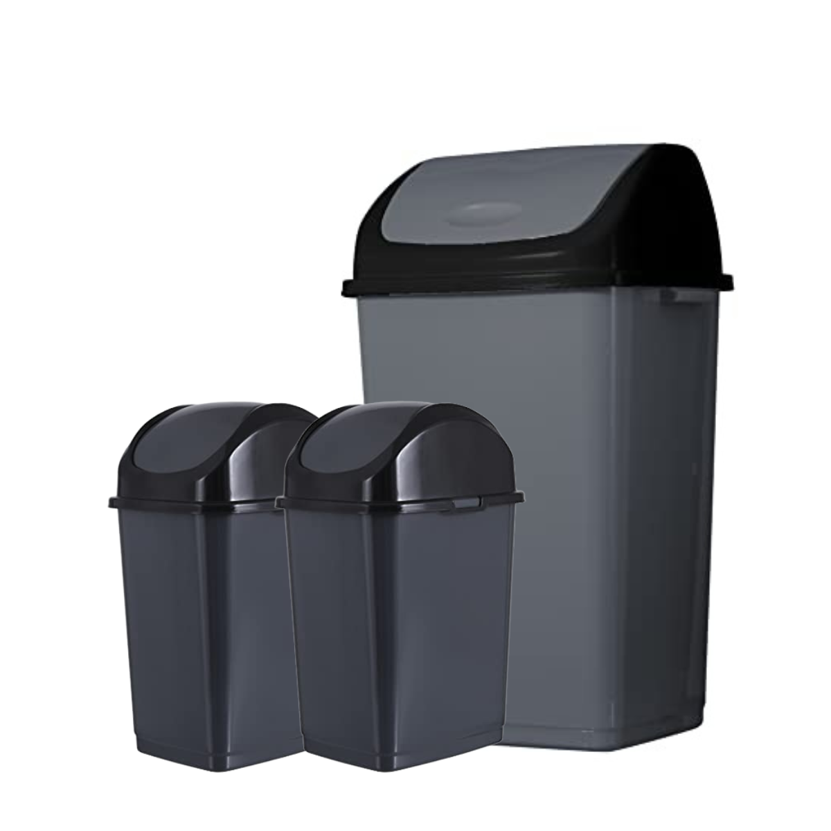 Swing Top Trash Can - Grey (3 Pack) 4.5 Gal, 13 Gal