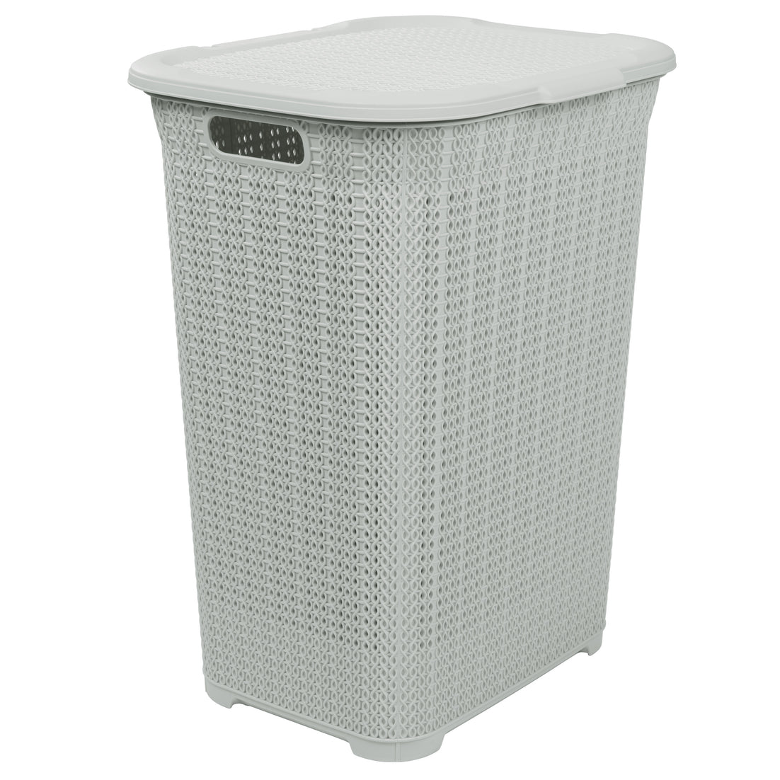 50 Liter Knit Style Laundry Hamper with Cutout Handles - White smoke
