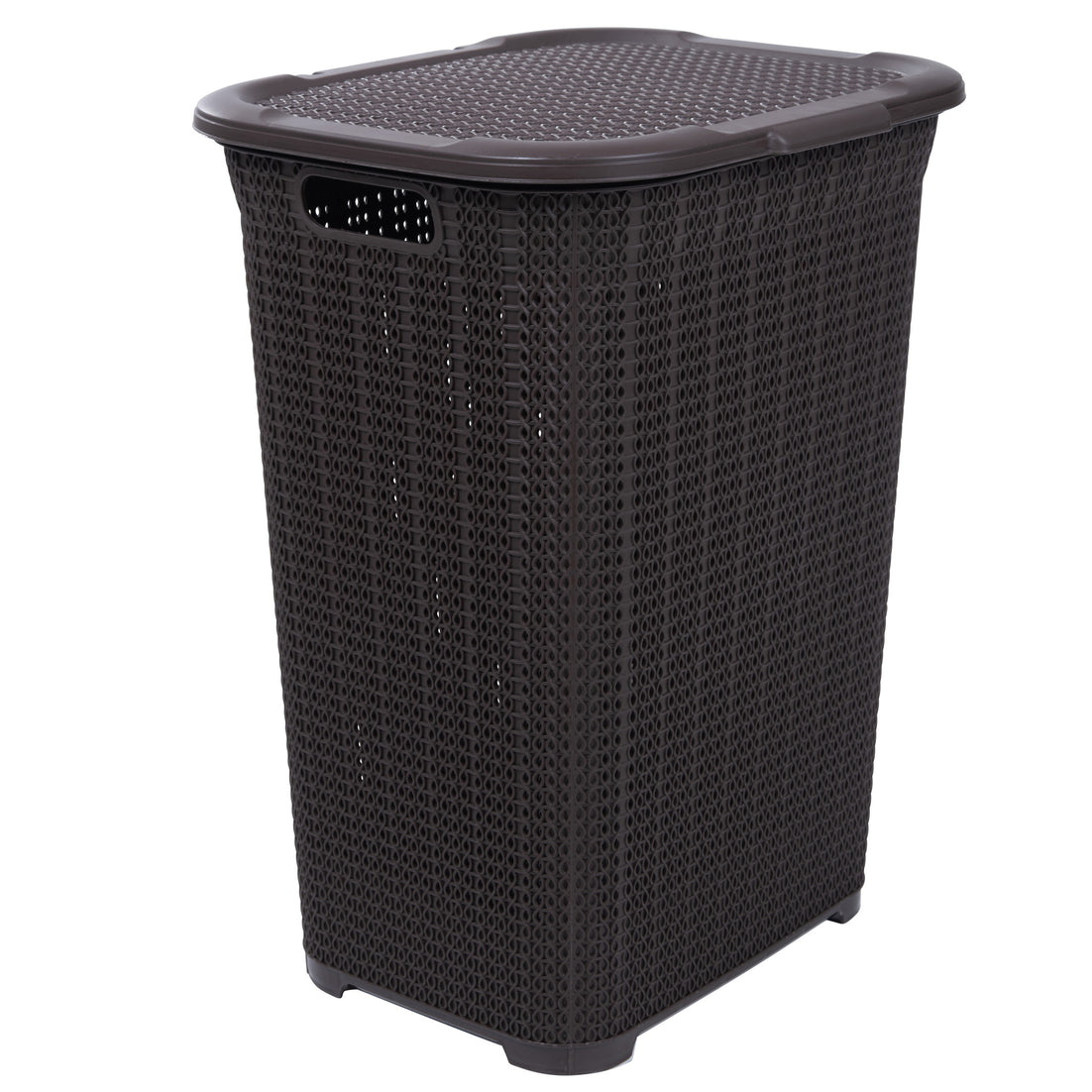 50 Liter Knit Style Laundry Hamper with Cutout Handles - Root Beer Brown