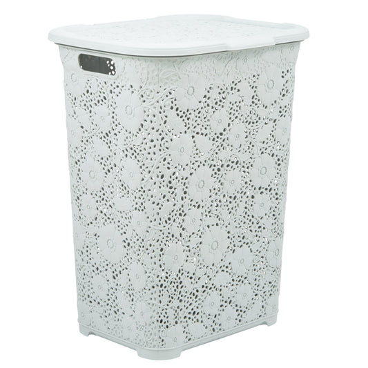 Lace Laundry Hamper, 50 Liter - White Smoke
