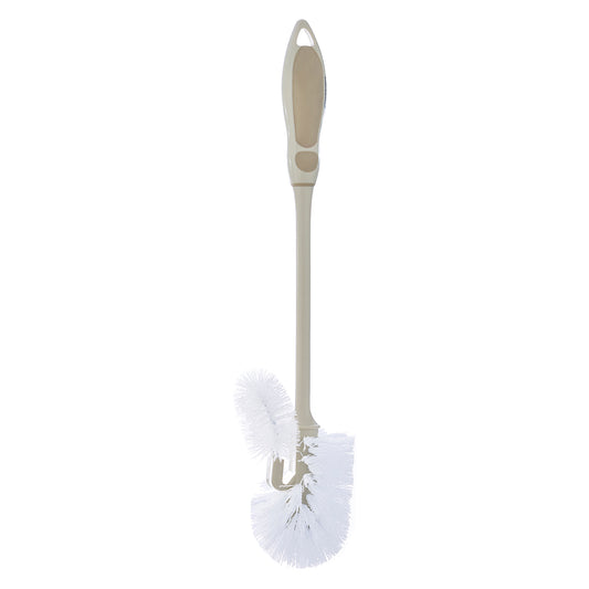 Beige Toilet Brush with Under Rim Lip