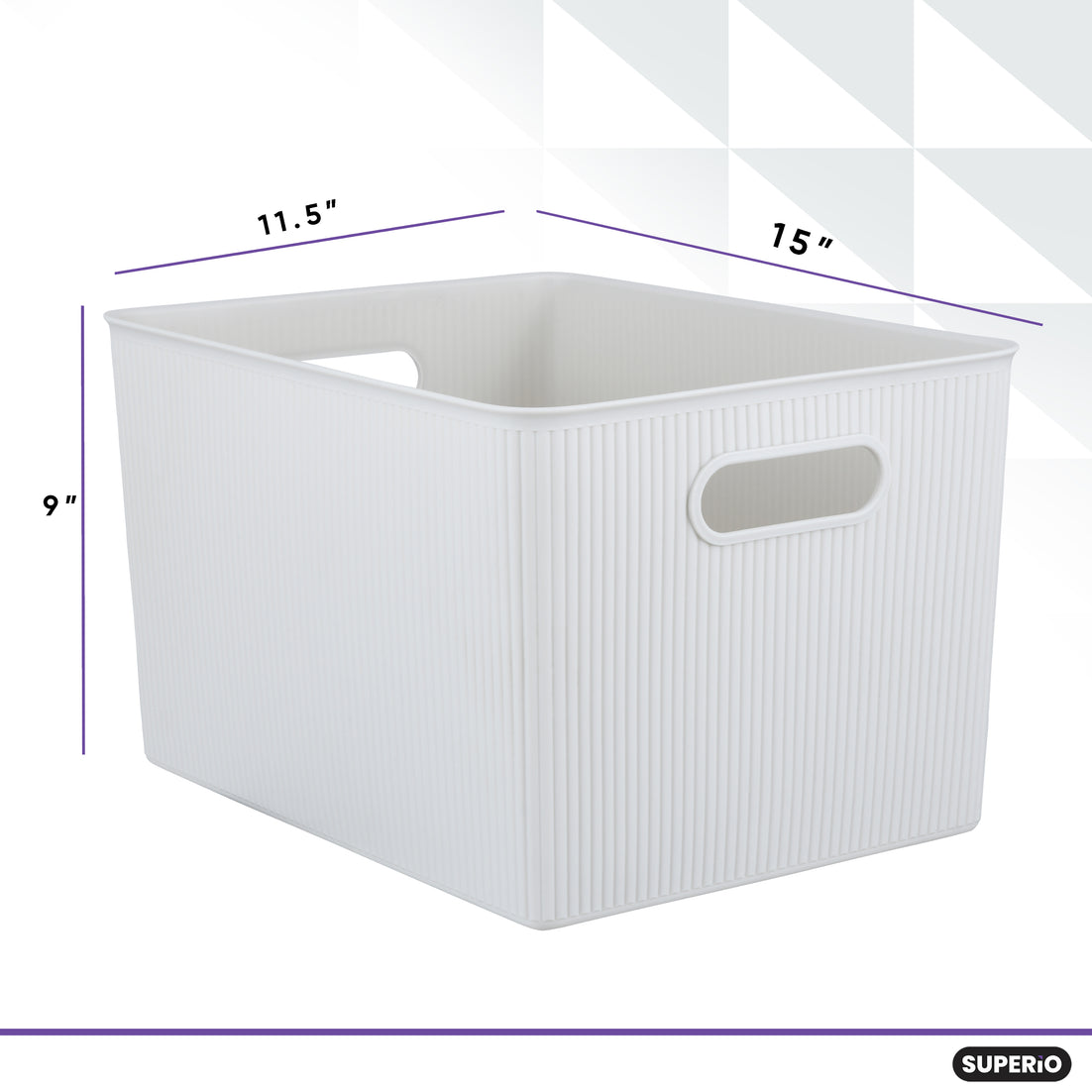 22 Liter Ribbed Storage Bin White Smoke