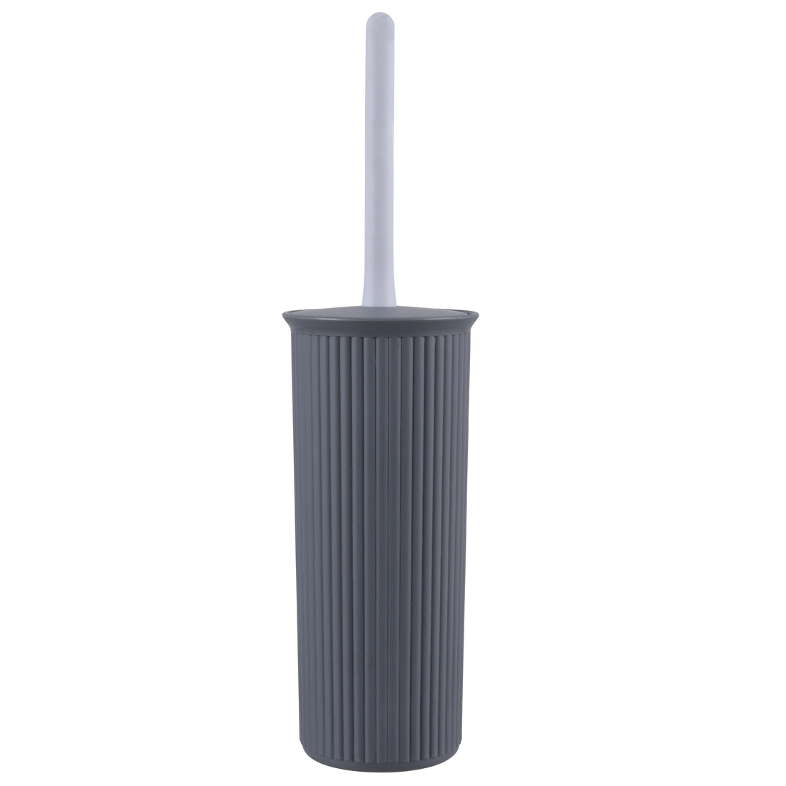 Ribbed Toilet Bowl Brush and Holder Grey