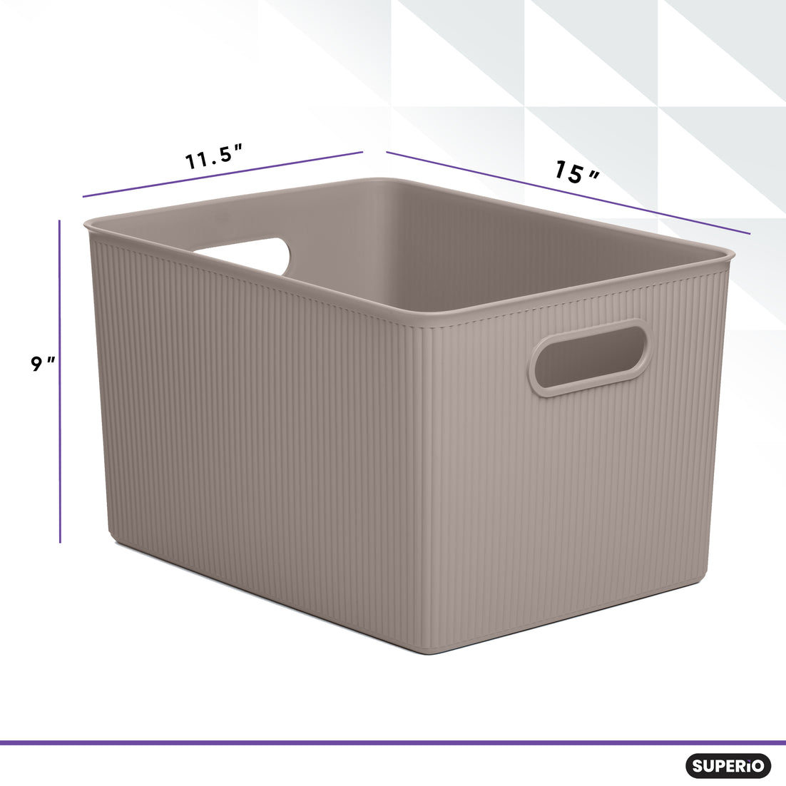 22 Liter Ribbed Storage Bin Taupe
