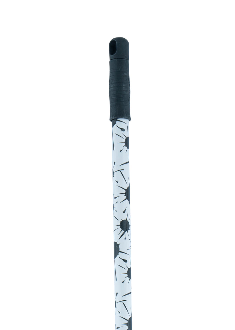 Black/White Splash Design Broom with Metal Handle.