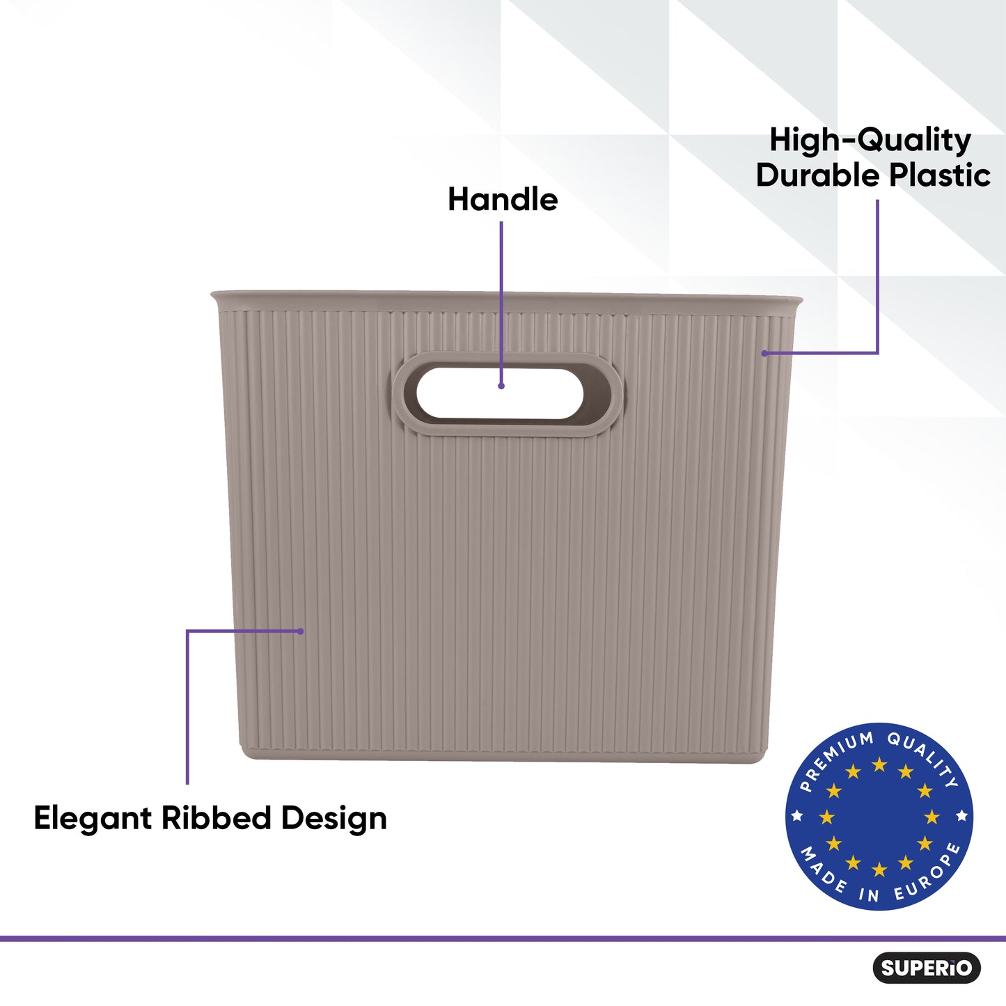 22 Liter Ribbed Storage Bin Taupe