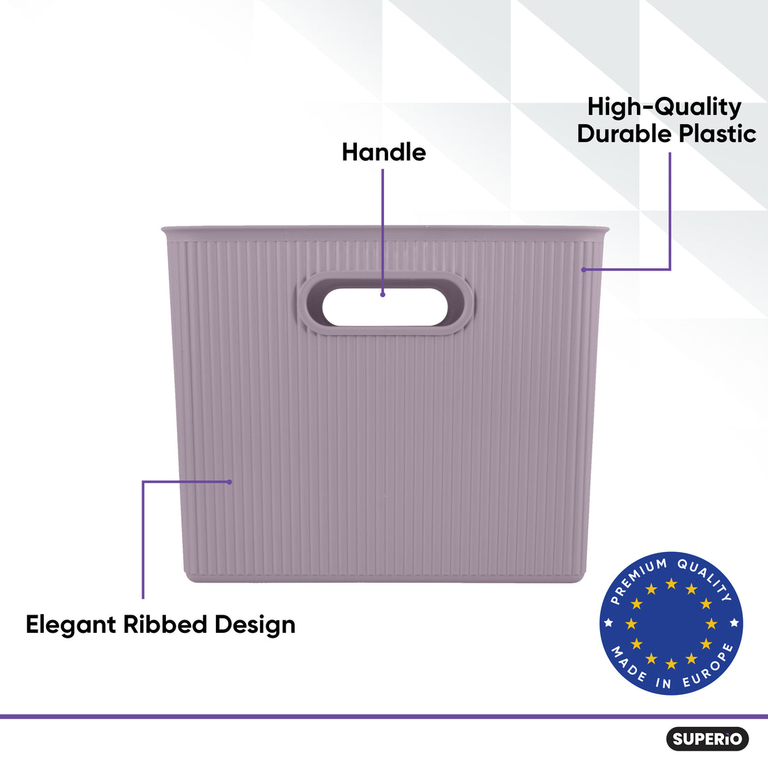 22 Liter Ribbed Storage Bin Lilac