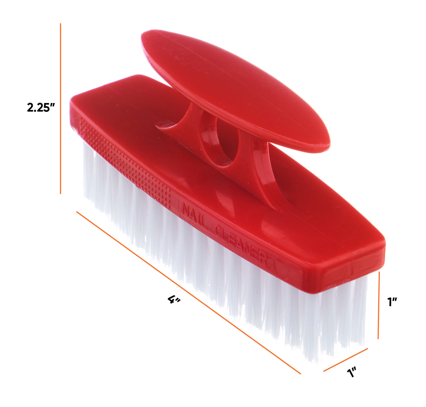 Red Nail Brush with Handle 3-Pack
