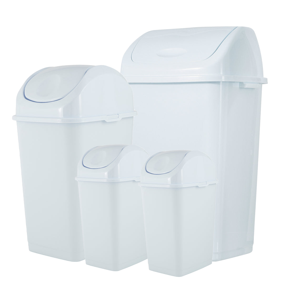Swing Top Trash Can - White (4 Pack) 2.5 Gal, 9 Gal, 13 Gal