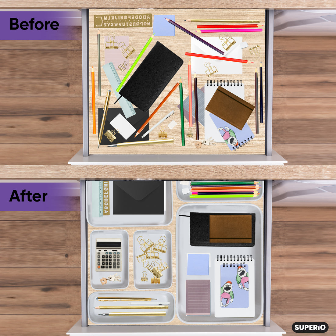 Drawer and Desk Organizer Tray, Set of 4