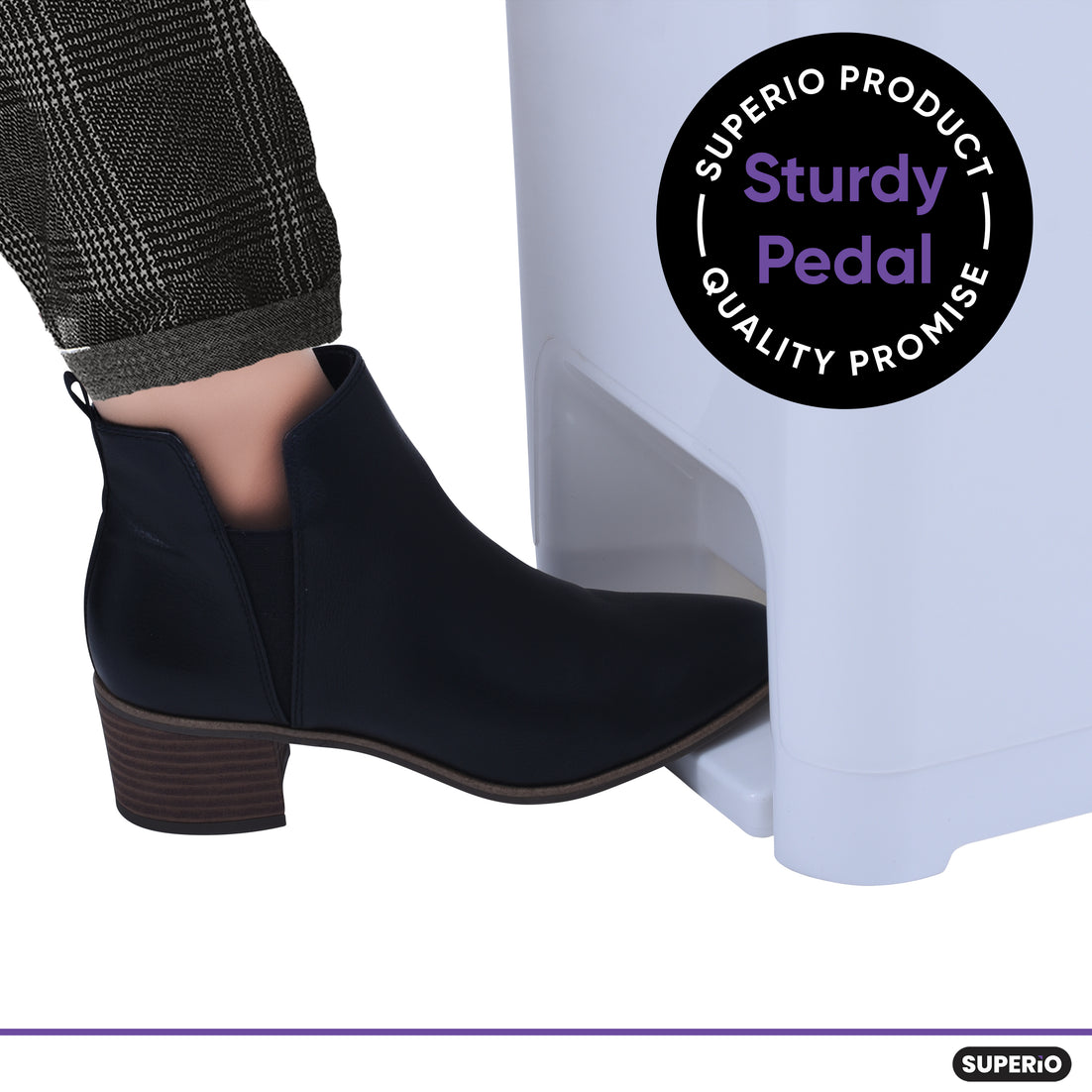 Slim Pedal Trash Can, 64 Qt - White