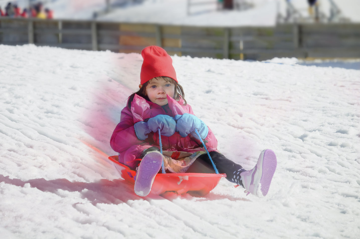 Kids Toboggan Snow Sled, 35" long (Red)
