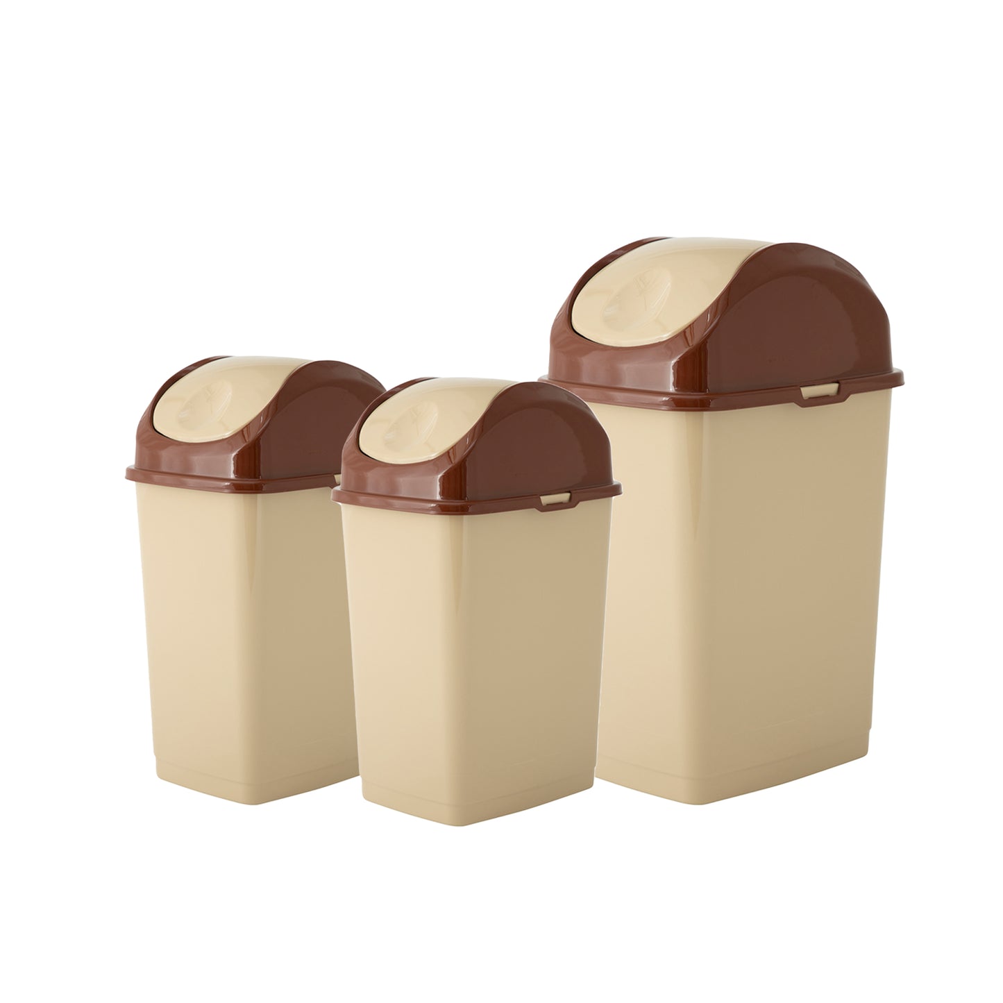 Swing Top Trash Can - Beige (3 Pack) 5 Qt, 10 Qt