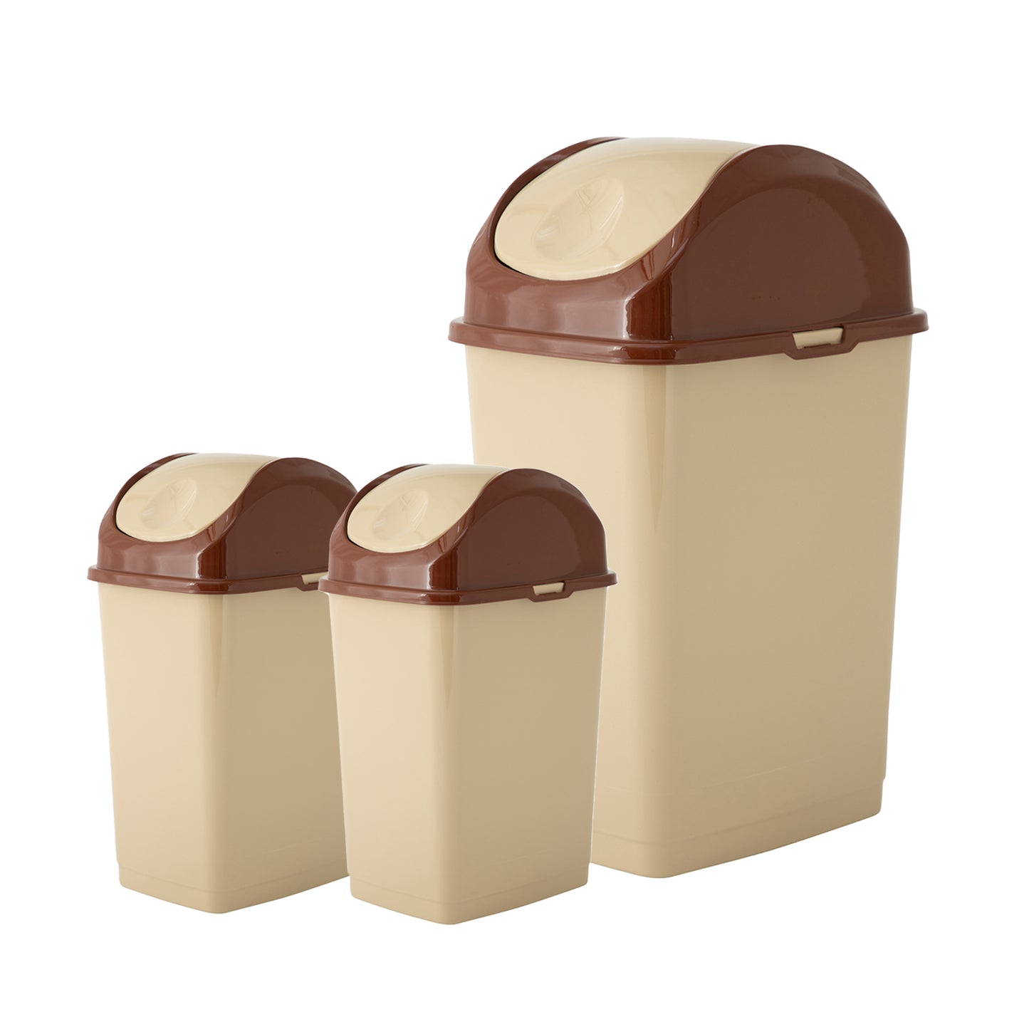 Swing Top Trash Can - Beige (3 Pack) 5 Qt, 18 Qt