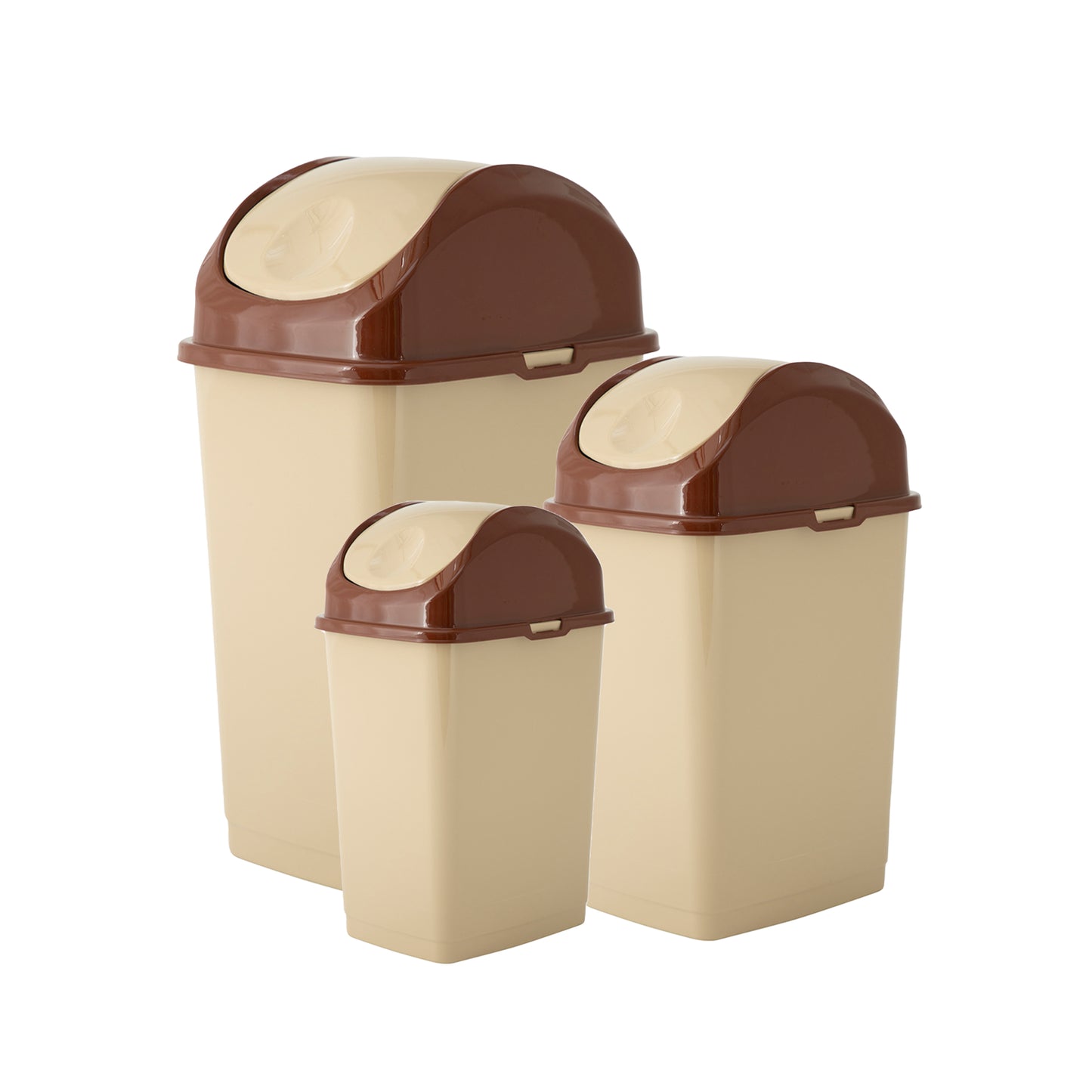 Swing Top Trash Can - Beige (3 Pack) 5 Qt, 10 Qt, 18 Qt