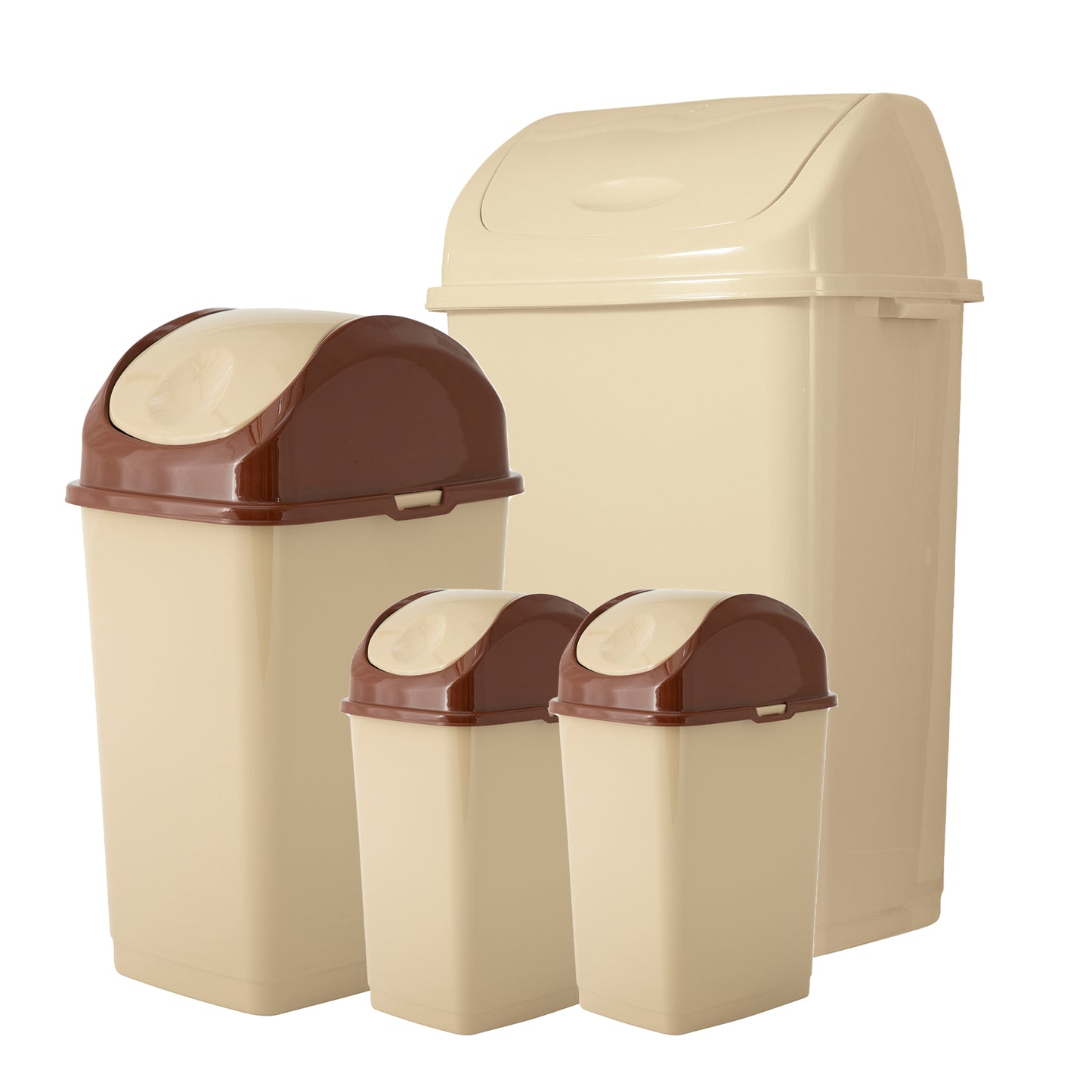 Swing Top Trash Can - Beige (4 Pack) 2.5 Gal, 9 Gal, 13 Gal