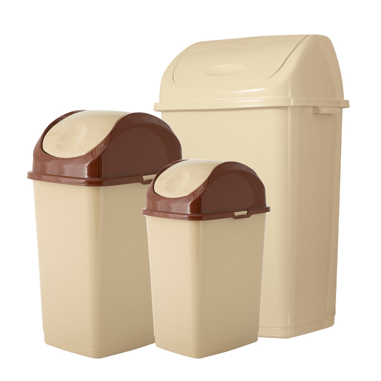 Swing Top Trash Can - Beige (3 Pack) 4.5 Gal, 9 Gal, 13 Gal