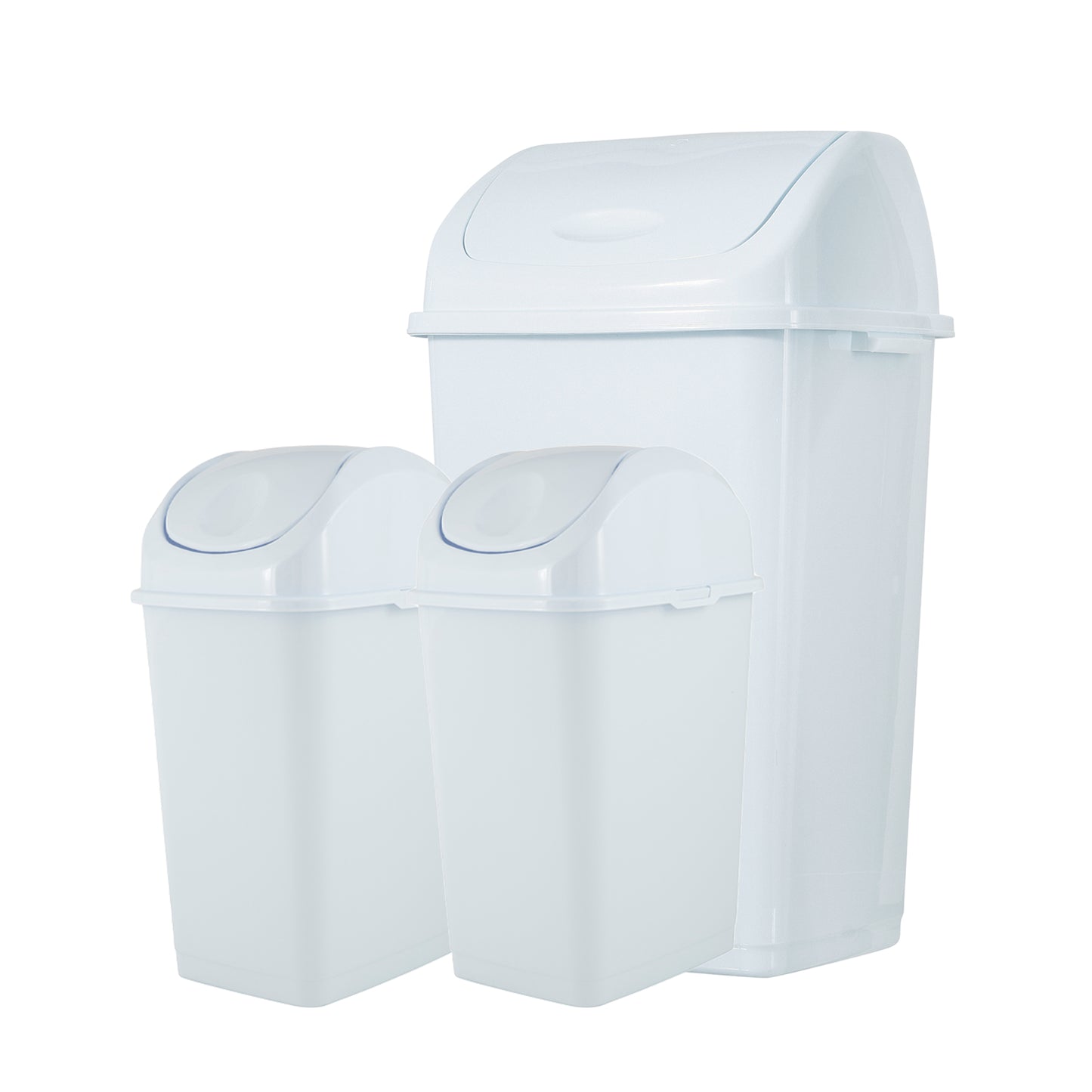 Swing Top Trash Can - White (3 Pack) 4.5 Gal, 13 Gal