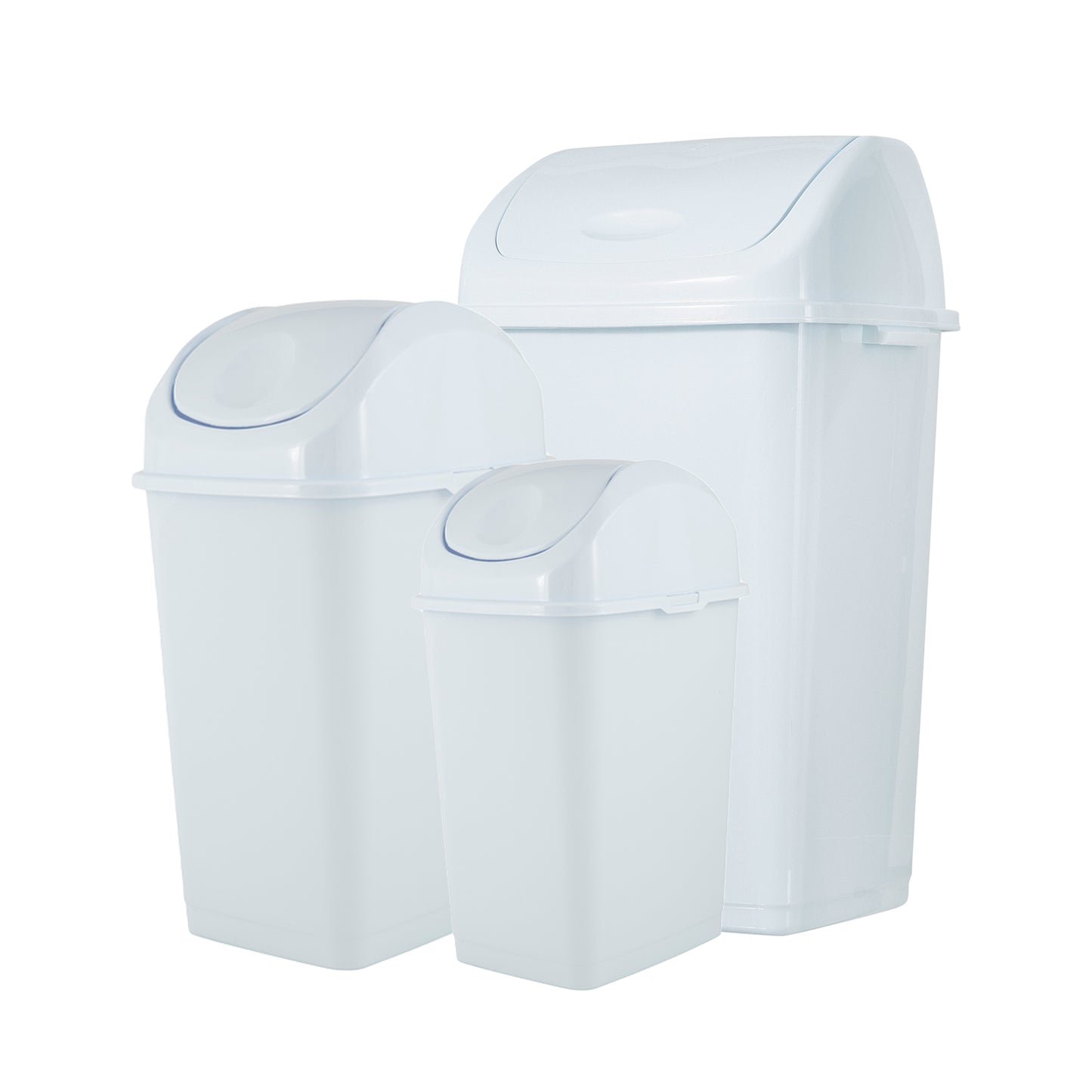 Swing Top Trash Can - White (3 Pack) 4.5 Gal, 9 Gal, 13 Gal