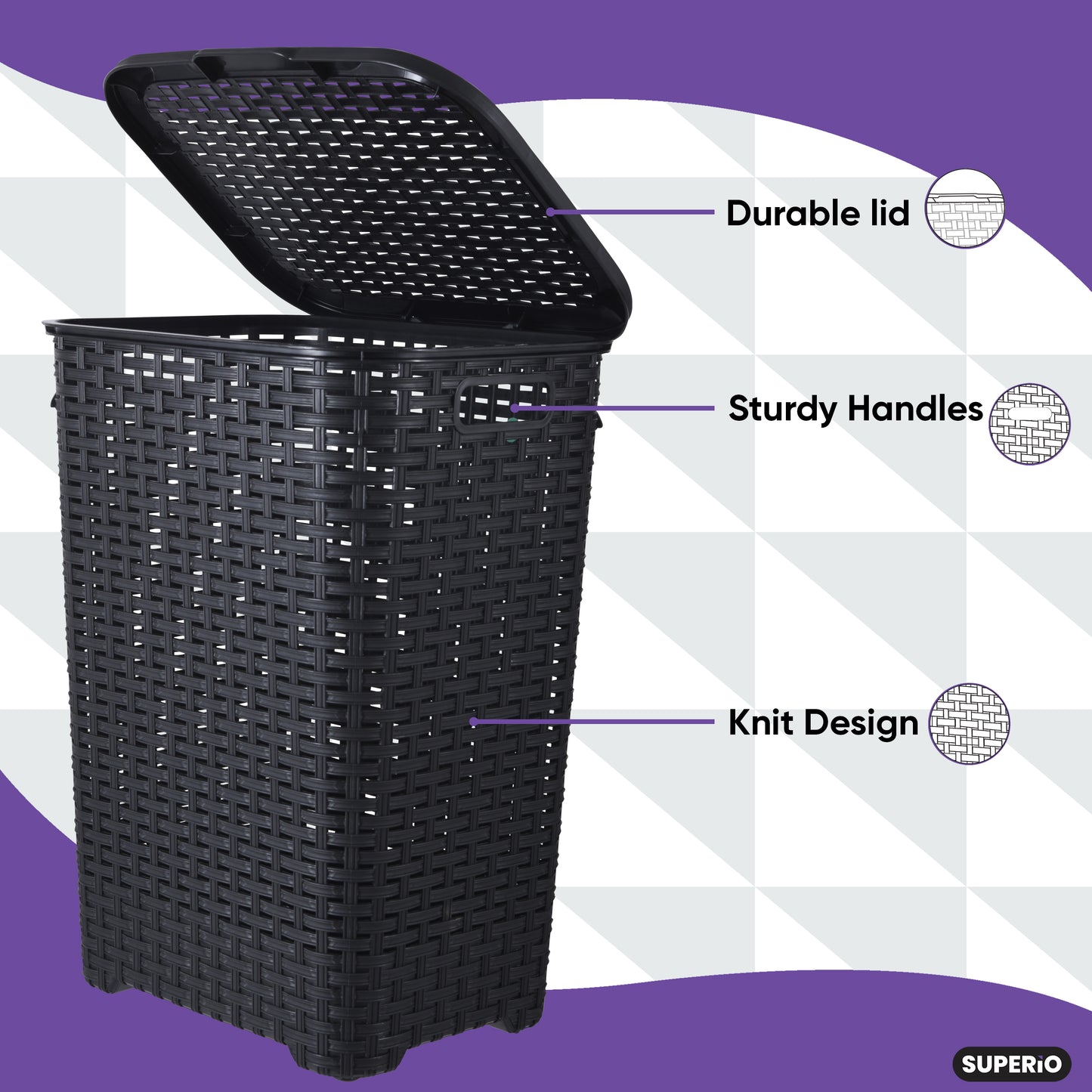 Black Wicker Hamper 60 Liter