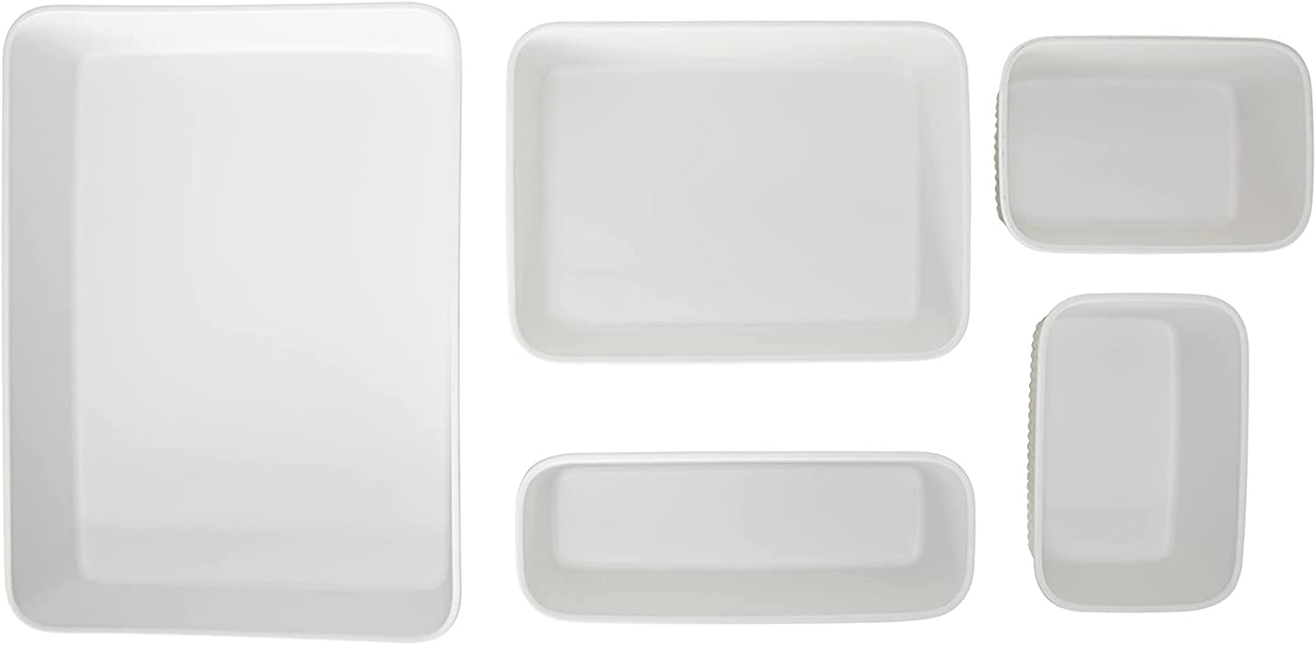 Set of 5 Ribbed Storage Bin White Smoke