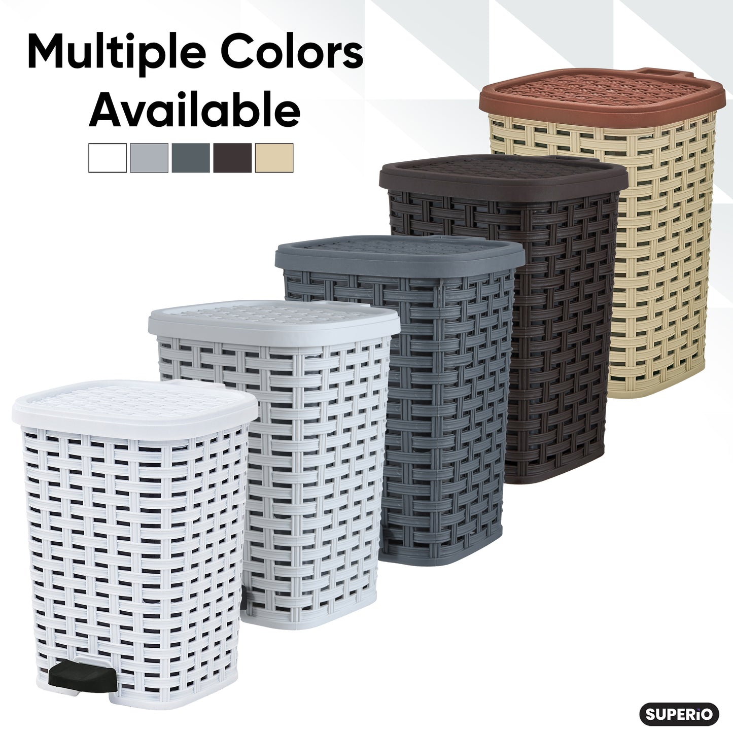 Step-On Trash Can, Wicker Style - White Smoke 6 qt