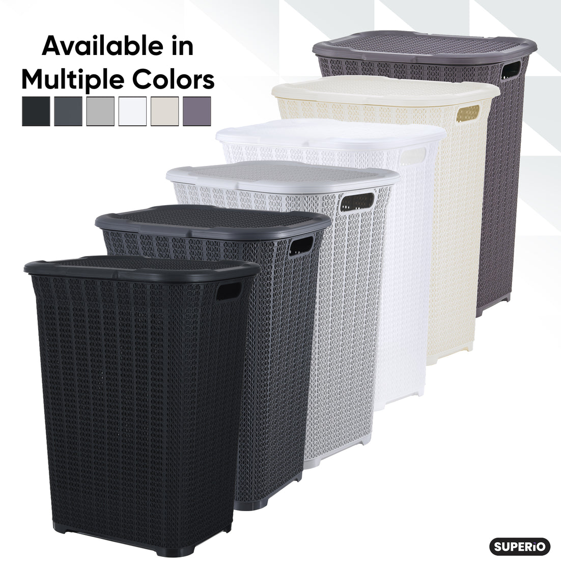 50 Liter Knit Style Laundry Hamper with Cutout Handles - Black