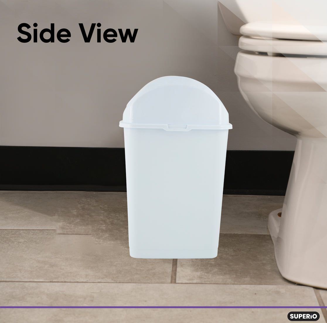 Swing Top Trash Can, 10 Qt - White