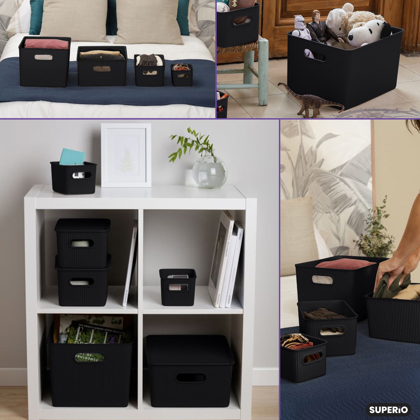 22 Liter Ribbed Storage Bin Root Beer Brown