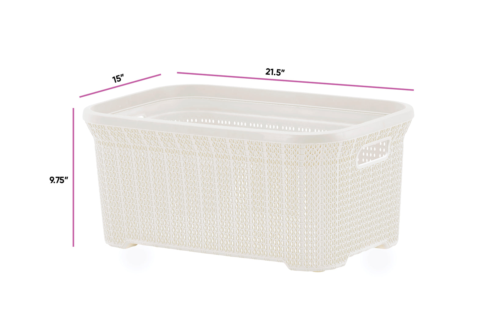 40-liter Knit Style Laundry Basket with Cutout Handles.