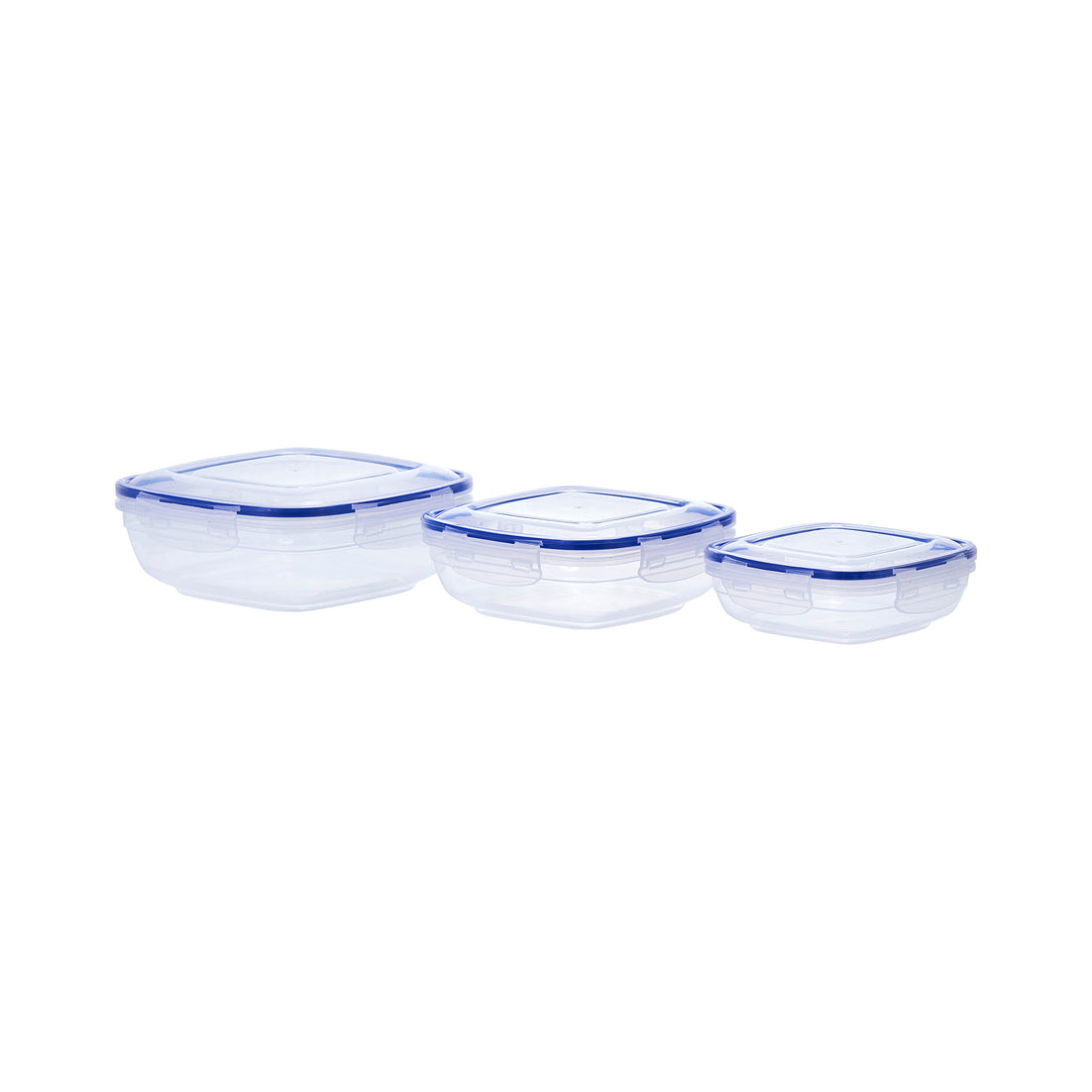 Superio Food Storage Containers, Airtight Leak-Proof Meal Prep Square Containers, Set of 3 Multiple sizes.