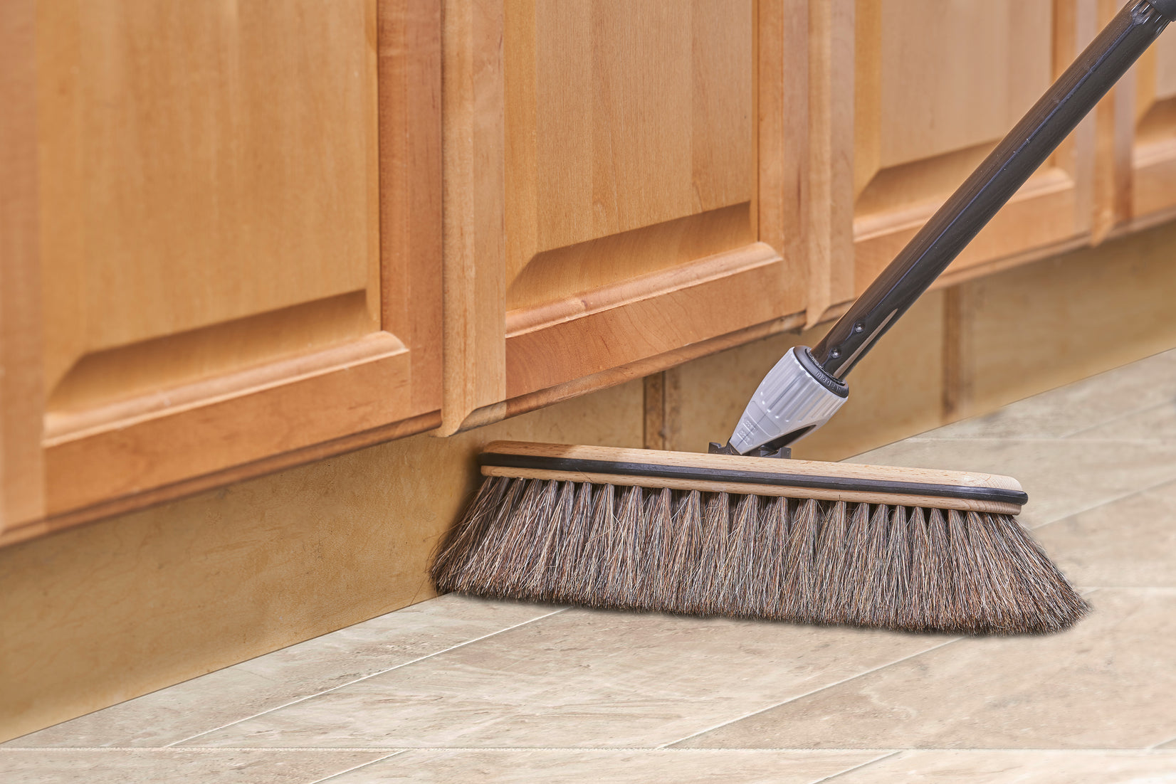 Premium Horsehair Broom with Beach Wood Brush Head and Multi Position Handle