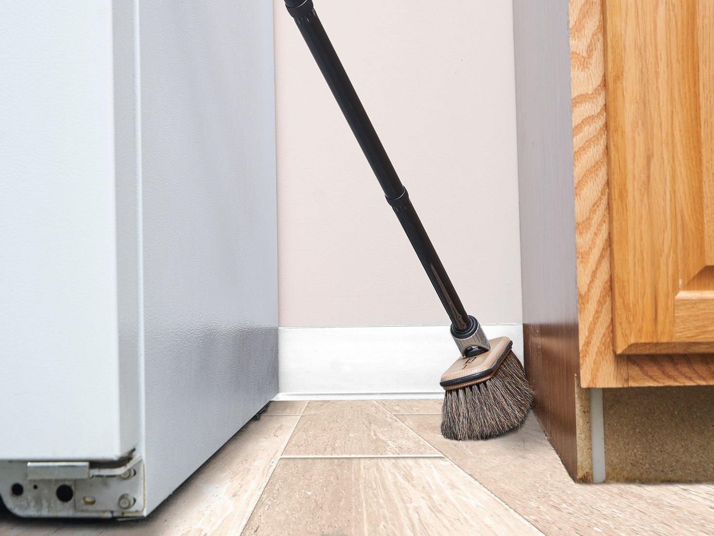 Premium Horsehair Broom with Beach Wood Brush Head and Multi Position Handle